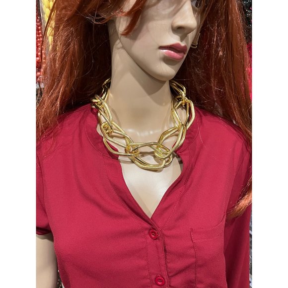 Chunky gold necklace choker Link big chain curb gold statement oversized large - Picture 2 of 2